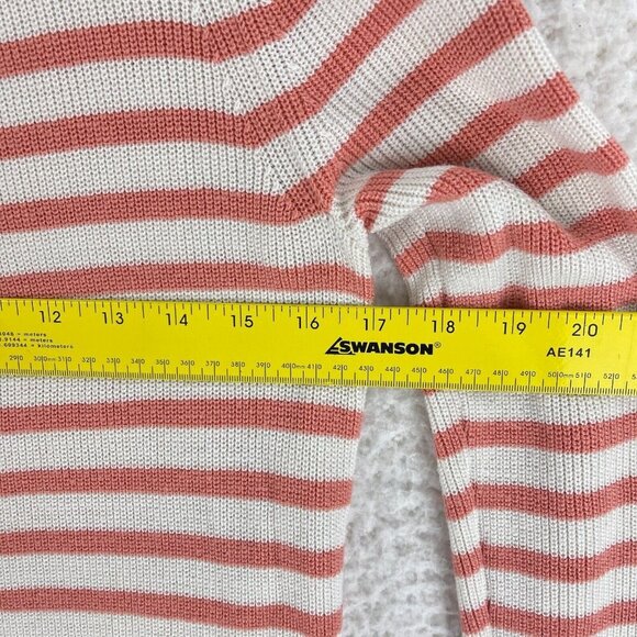Ann Taylor LOFT Orange Striped Knit Pullover Sweater Womens‎ Crew Neck Size M - Picture 7 of 13